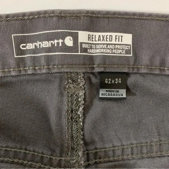 Carhartt Rugged Flex Relaxed Fit Canvas 5-Pocket Dark Gray Work Pants - 42 x 34 - Picture 4 of 5
